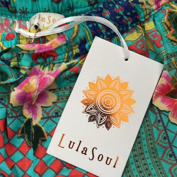 LULA SOUL Aqua Turquoise Capri Wide Leg Pants - Picture 14 of 16